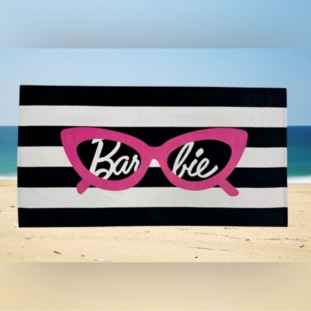 Barbie Black and White Stripe‎ Beach Towel